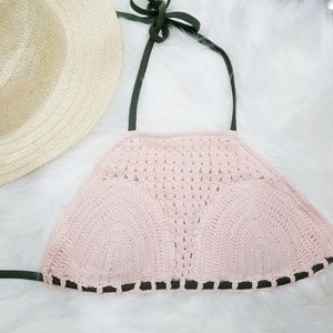 Xhilaration Crochet Halter Bikini Top pink